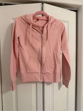 New Light Pink Zip-Up Hoodie - Cozy Casual Sweatshirt, %100 cotton, Size 4/S&XS